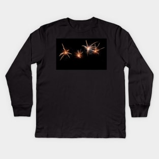 Four white sparkly fireworks Kids Long Sleeve T-Shirt